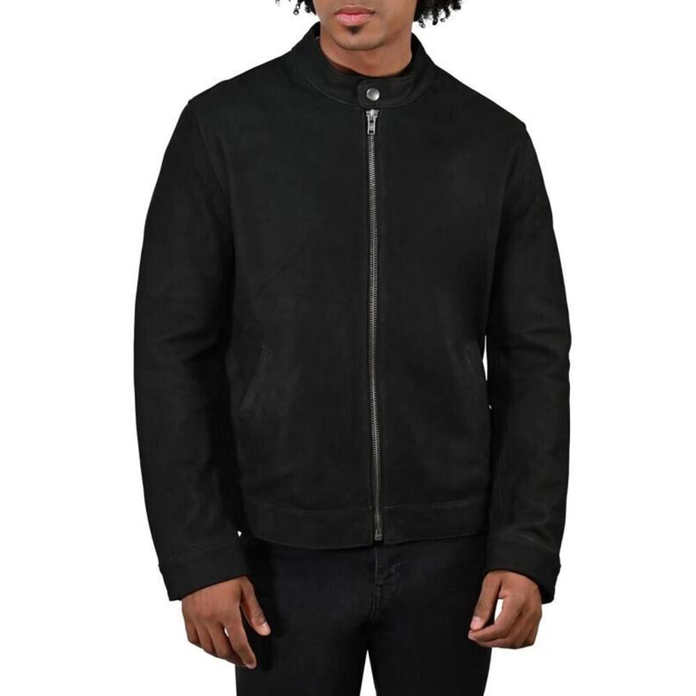 NEW, Frye Men's Leather Racer Jacket in Black Size XL #SJ1436
